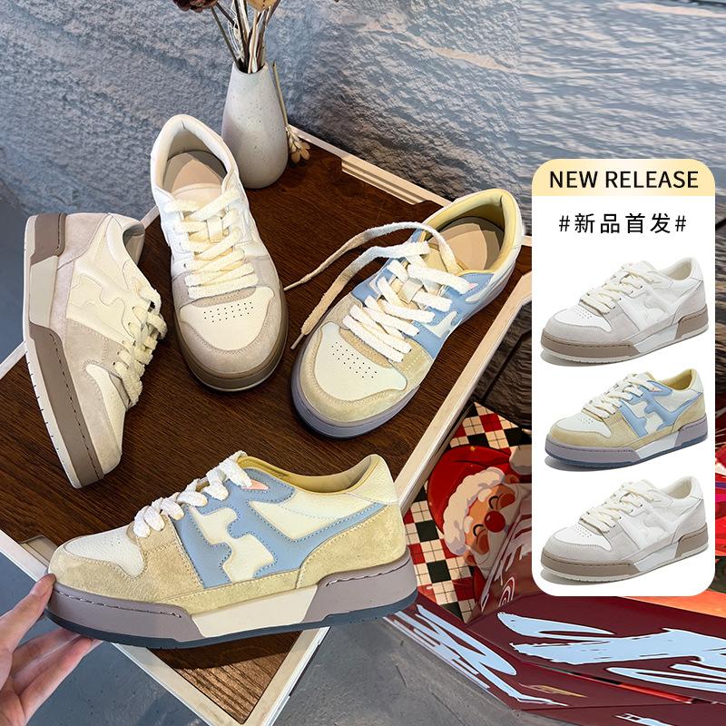 Leather little white shoes women's spring new retro trend casual board shoes versatile sports women's shoes platform single shoes