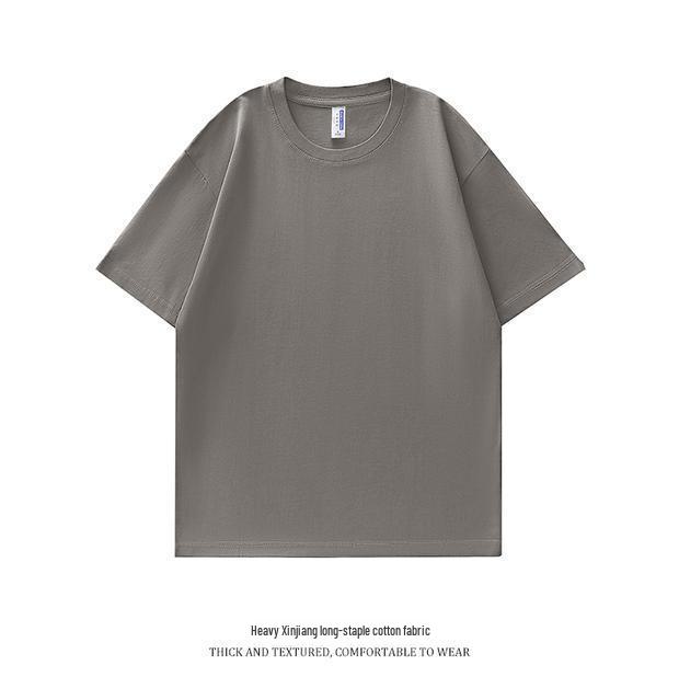 280G Heavy Cotton Short-Sleeve Dropped Shoulder Solid Color T-Shirt for Couples
