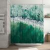 Grüner Wellenmuster Duschvorhang Wasserdicht Badezimmerdeko Wasserfall Gedruckter Stoff Badewanneneinlage Für Heimdekoration