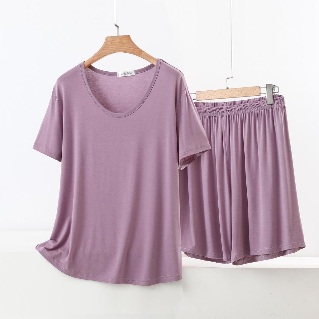 Women's Summer Short-Sleeve Suit: Modal T-Shirt & Slim Shorts Two-Piece Set - Casual, Sporty, Outdoor, or Loungewear