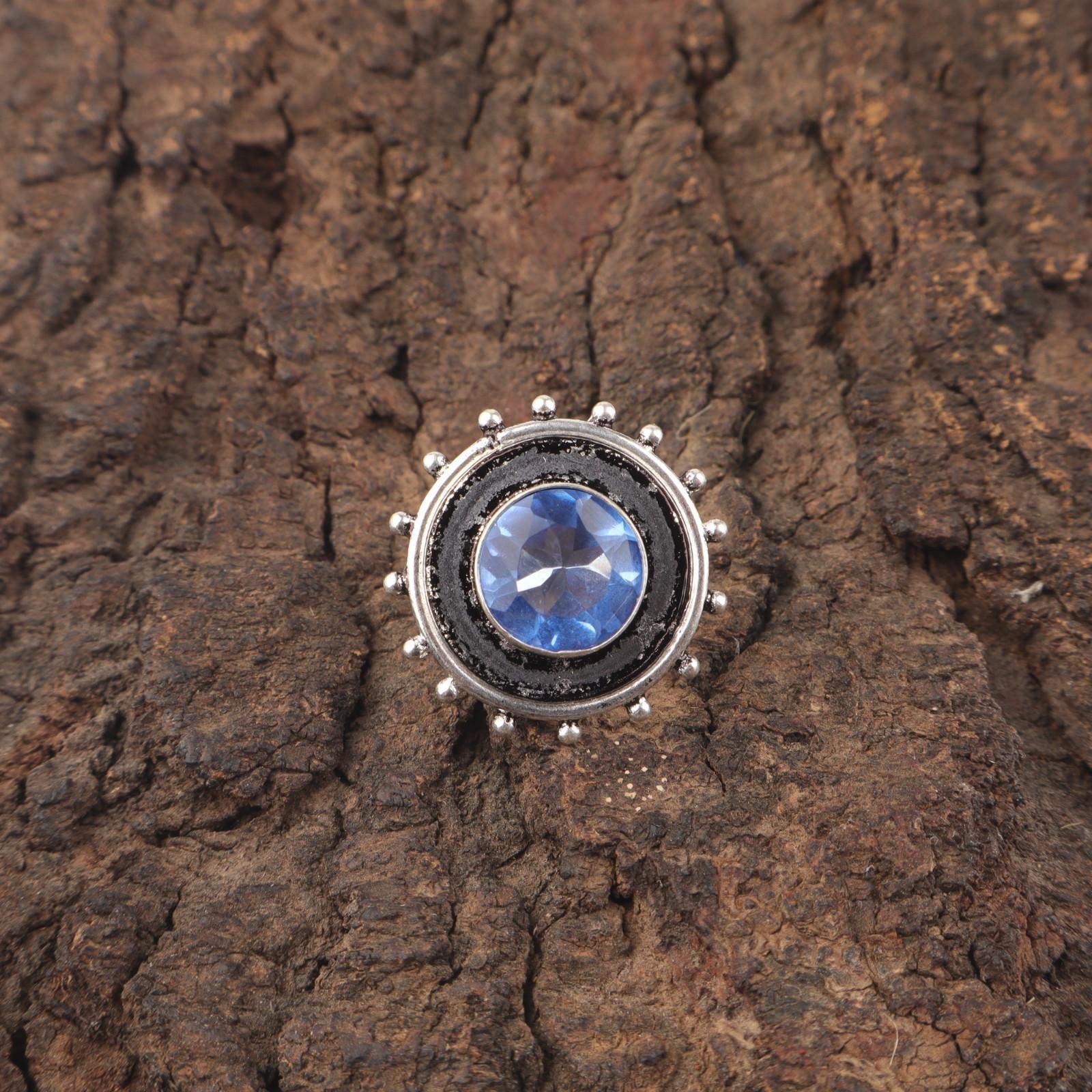 

Круглый Натуральный Танзанит 925 Стерлинговое Серебро Заявление Уникальное Кольцо Ручной Работы RR-49-9 15