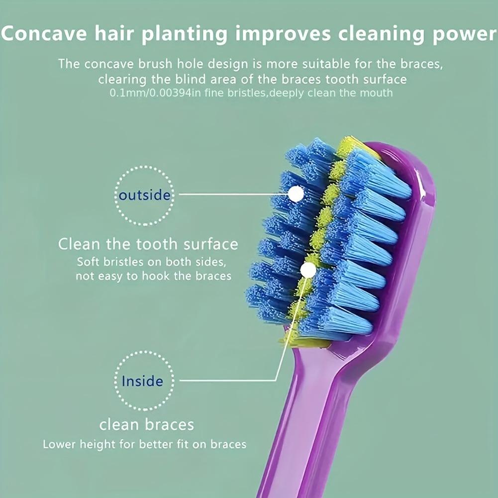 Periuță de dinți moale ortodontică pentru aparate dentare - Potrivită pentru adulți și copii