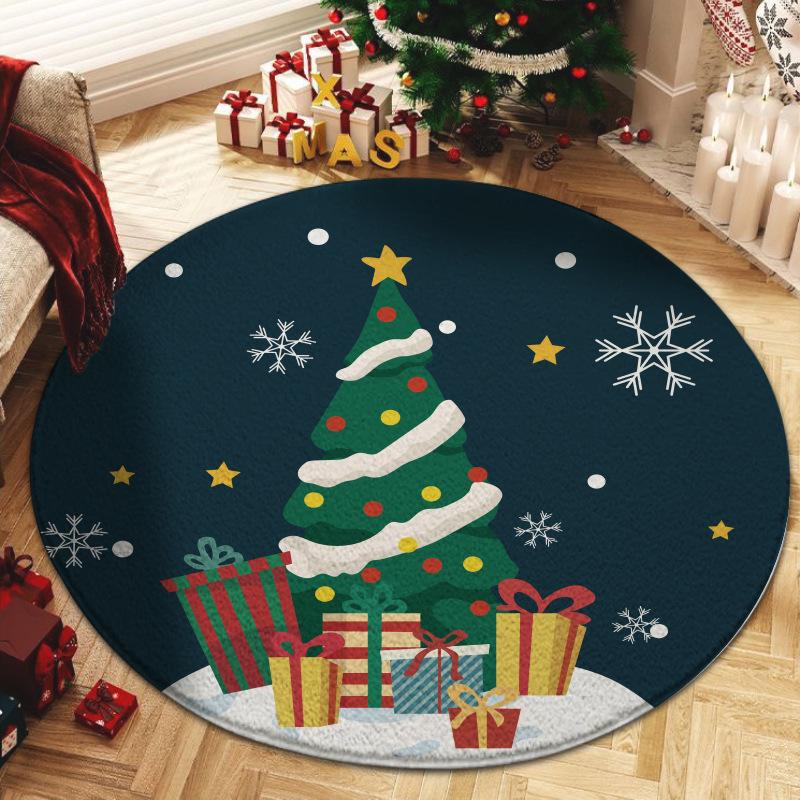 Christmas Gnome Carpet Holiday Decor Soft Non-Slip Rug Cartoon Cute Kids Room Soft Festive Round Mat Winter Seasonal Decor
