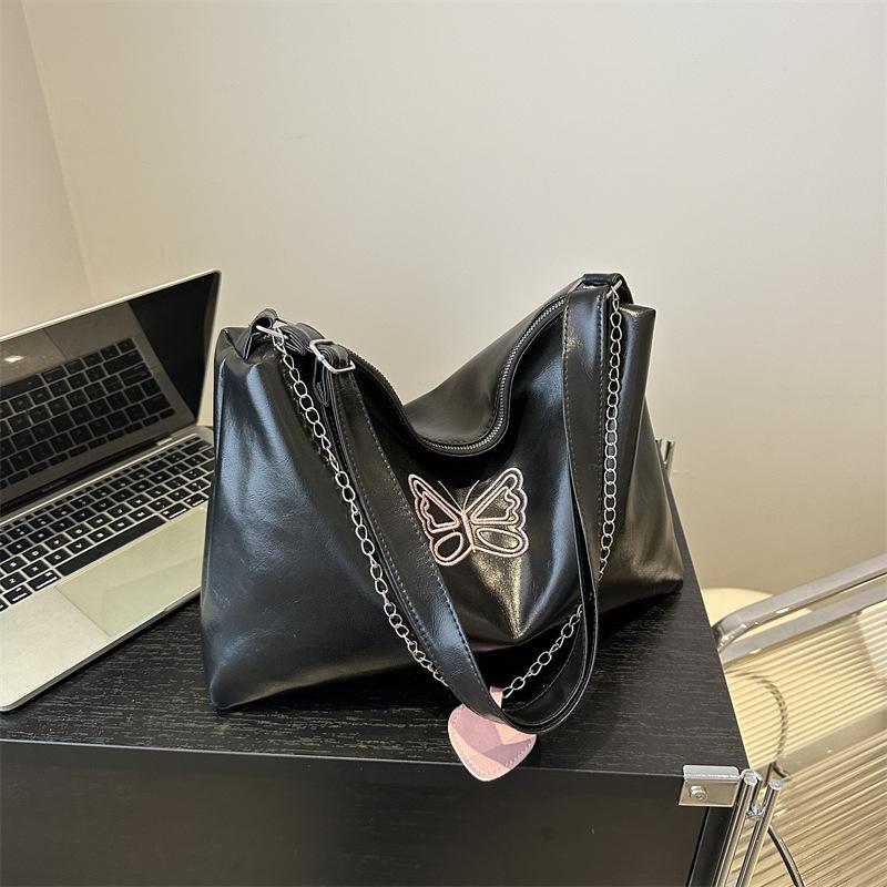 

Повседневный мягкий женский рюкзак большой емкости, новый стильный рюкзак, модная вышитая бабочка, многоцелевая сумка-тоут на одно плечо