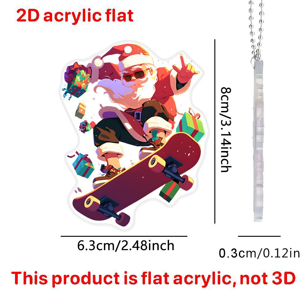 Cute Cartoon Santa Claus Hanging Pendant Christmas Tree Ornaments 2D Santa Claus Holiday New Year Party Kids Gifts
