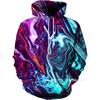 Mens Hooded Sweatshirt With Digital Print Loose Fit Long Sleeve Casual Pullover Daily Wear