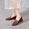 High heels women's spring new comfortable cowhide pointed thick heel medium heel work shoes one shoe two wear low-top shoes
