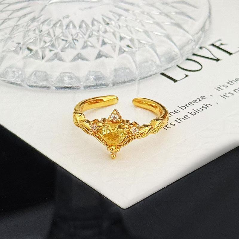 Mode Kreativ Licht Luxus Nische Hoher Sinn Offener Ring Schlicht Freundin Farbe Schatz Paarring Super Flash Ring Frauen