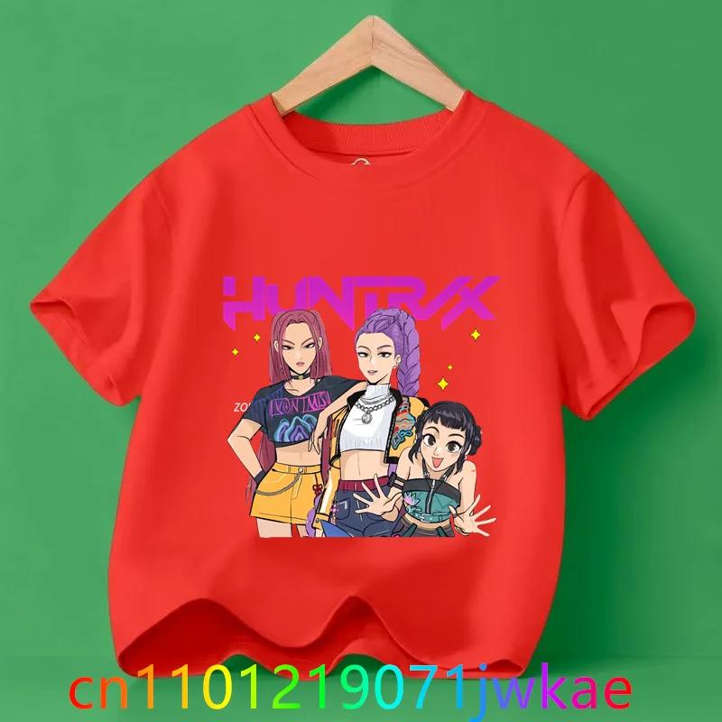 Hots Kinder T-Shirt KPop Dämonenjäger Film Rundhals Cartoon Mädchen Jungen T-Shirt Lässig Baby Print Mode Lässige Mädchenkleidung