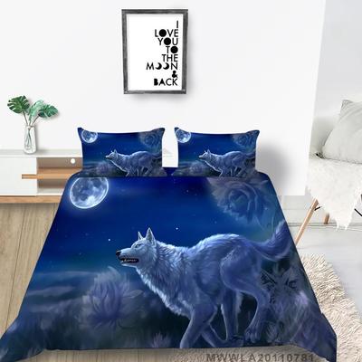 Påslakan Set med örngott Vargmålning Lyx Hem Sängkläder Unik design Cool Sängöverdrag Kostym Moderiktig