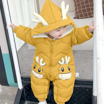 Newborn Baby Autumn/Winter Fleece-Lined Romper - Thick Down Cotton Crawling Suit