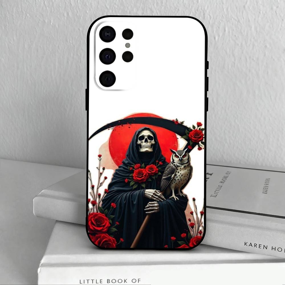 Santa M-Muerte P-print-T Phone Case For Samsung S25,24,23,22,30,21,10,9,Ultra,Plus,Lite,FE,4,5 G Soft Black Case