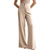 Womens High-Waisted Wide-Leg Trousers With Flared Hem Elegant Office Casual Pants Lightweight Breathable Straight Fit