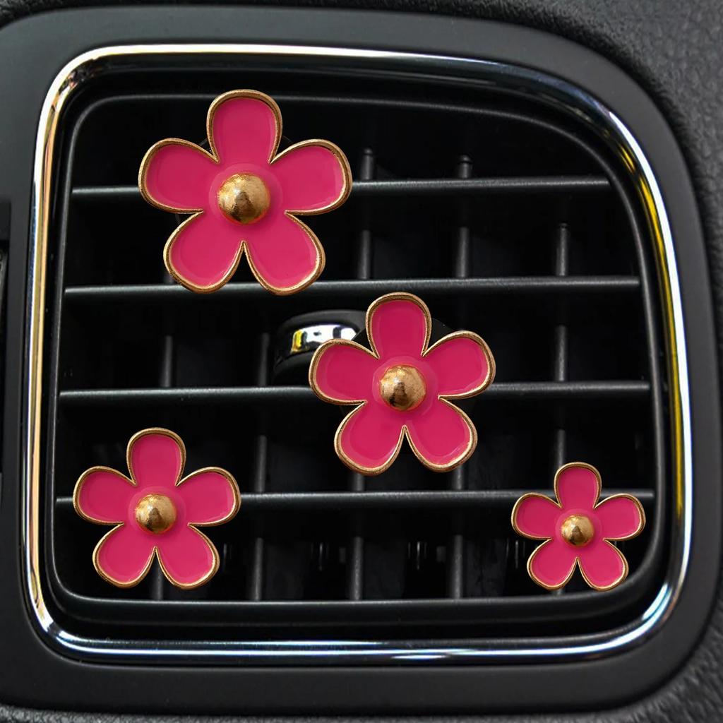 4PCs Flower Car Outlet Vent Perfume Clips Air Freshener Diffuser Conditioning Aromatherapy Perfume Clip Car Interior Decoration