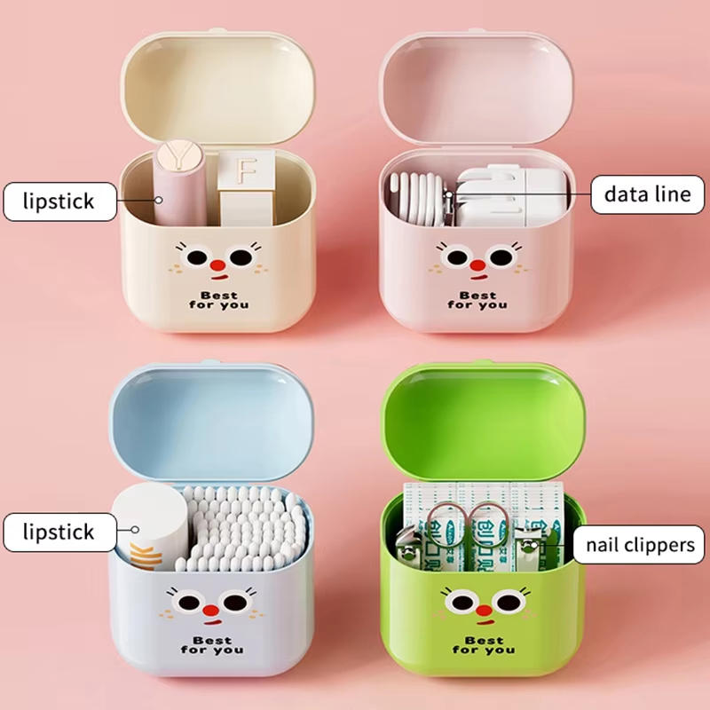 1Pcs Data Cable Organizer Cute Small Storage Box for Lipstick Earphones Sealed Student Desktop Organizer Case