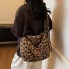 Leopard Print Fur Bag Women's Shoulder Crossbody Bag Vintage Tote Bag