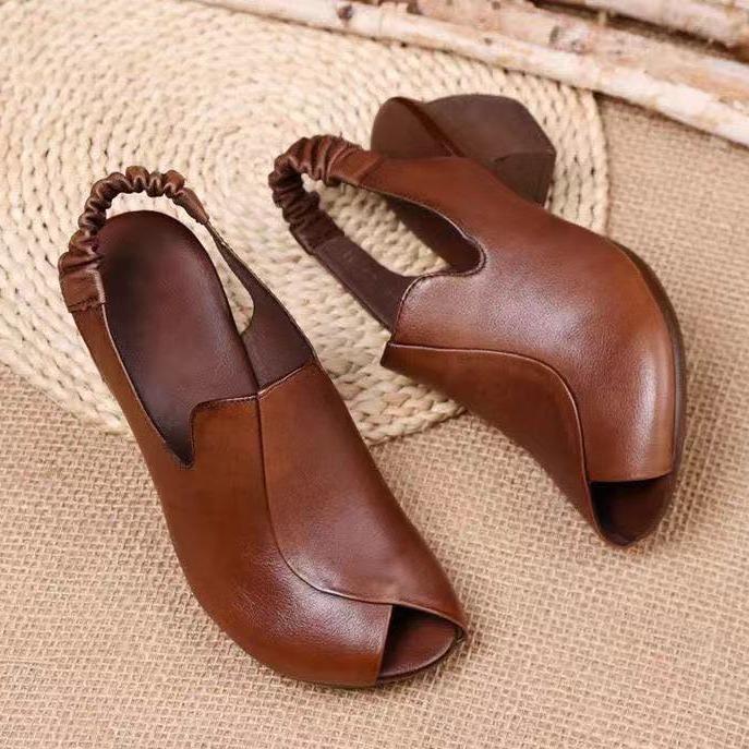 Fishbill Nyitott orrú szandálok Női Nyári Minden meccs vastag sarkú, oldalsó üres külső viselet Anyacipő magas sarkú cipővel keverve