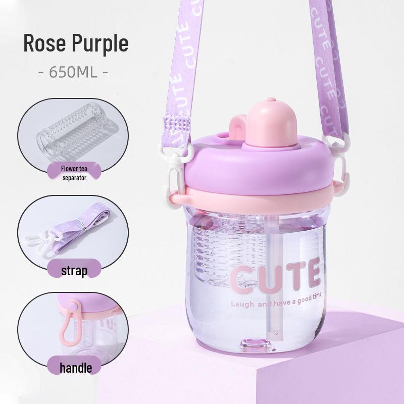 Customizable Summer Flower Tea Straw Cup - Portable, High-Value Plastic Gift for Students & Couples