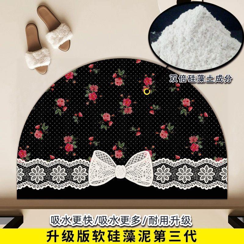 Lace Floral Bow Diatom Mud Non-slip Floor Mat Bathroom Absorbent Bedroom Toilet Bathroom Door Floor Mat