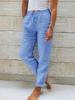 2025 Women's High Waist Elastic Cotton Linen Casual Pants - Versatile Long Solid Color