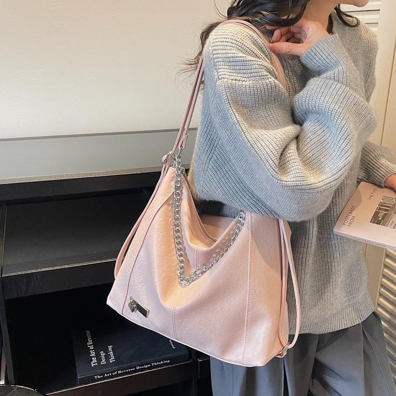 Fashionable Chain Decor Tote Bag Leather Crossbody Bag Multi-functional Backpack Suitable Travel for Daily Shopping Weekend Travel and Other Scenes