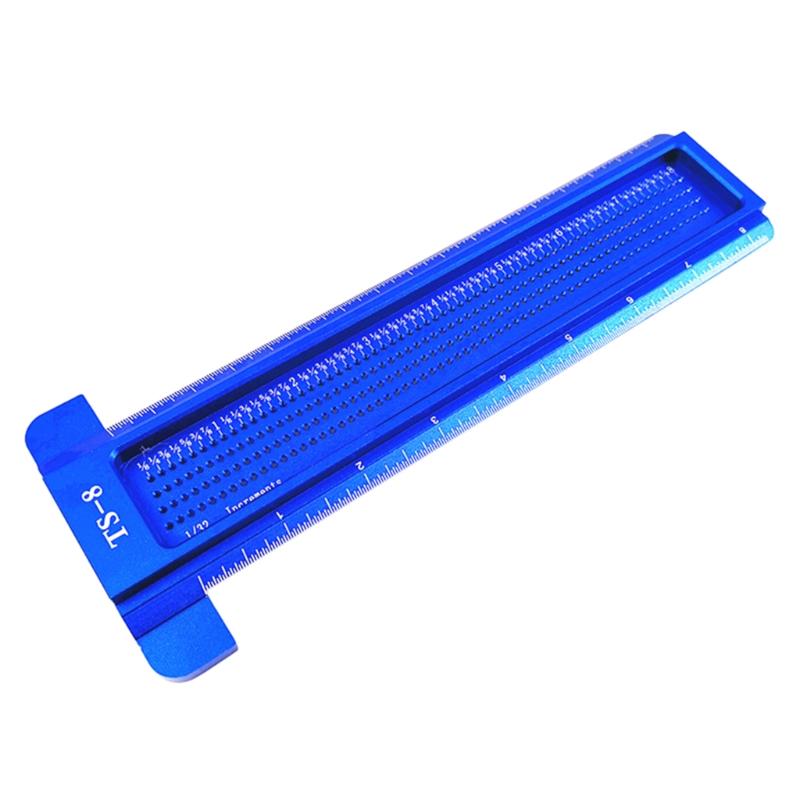 

Woodworking Ruler Woodworking Hole Ruler Aluminum T-Shaped Measuring Tool Mini Scriber fits for Hardware Compact-size синій