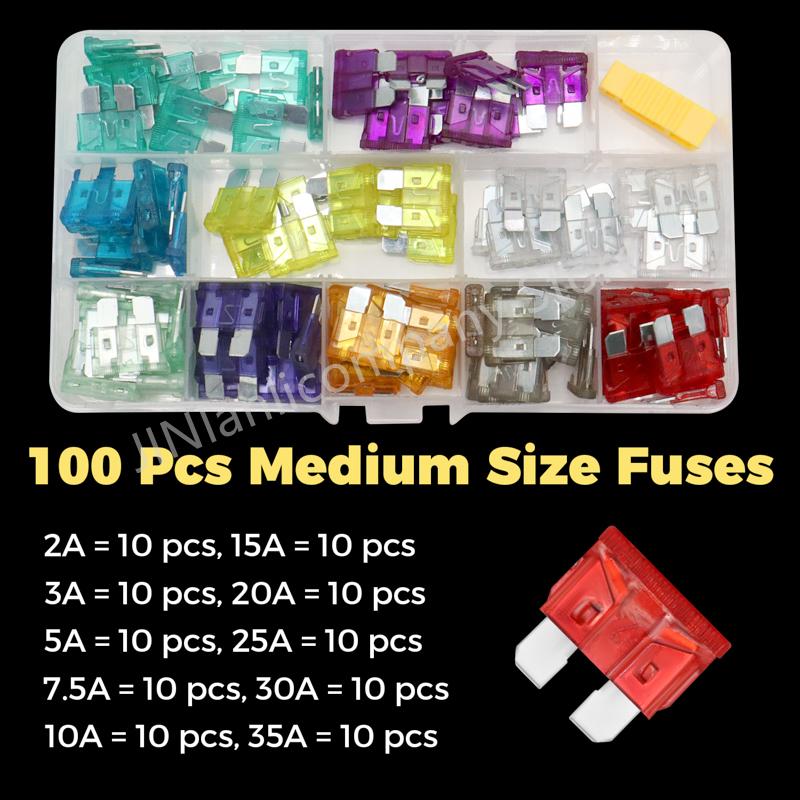 300/100/50 Pcs Small Car Fuses Automotive Blade Medium Micro Type Fuse Assortment In Box 2A/3A/5/A/7.5A/10A/15A/20A/25A/30A/35A