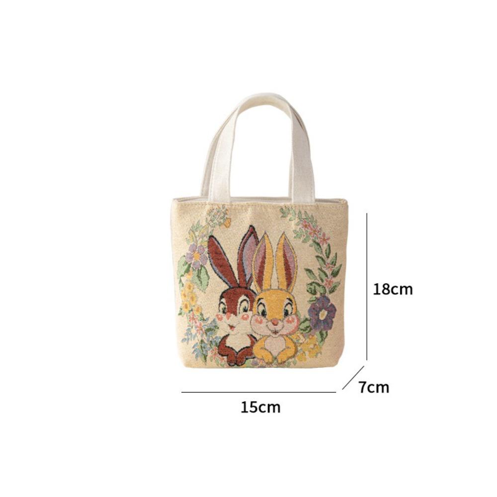 Creative Embroidery Canvas Bag Cute Cat Flowers Tote Bag Fashion Style Large Capacity Shoulder Traveling Pouch Handbag