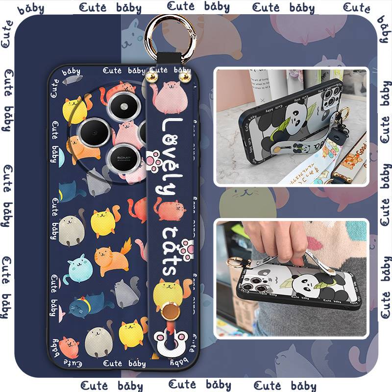 Wristband Back Cover Phone Case For Redmi A4 5G Shockproof Protective Waterproof Soft Case Kickstand Anti-knock Cute