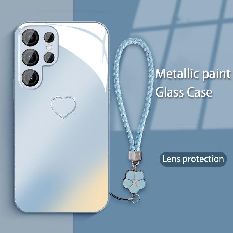 Love Is Suitable for Samsung S24ULTRA Mobile Phone Case S23 Girls S22 Metal A52 Full Inclusive S23FE Glass Case