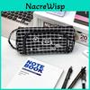 Trousse à crayons motif carreaux chat mignon en tissu pour étudiants et filles