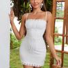 New Lace Suspender Dress, European and American Sexy Backless Front Strap Pleated Hip Skirt
