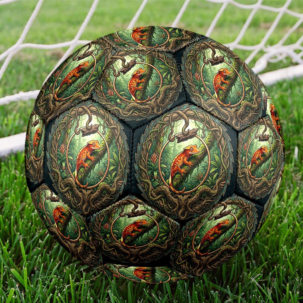 Jungle Lizard Emblem Round Football Size 5 Adult Ball Suitable for Training Matches and Outdoor Team.