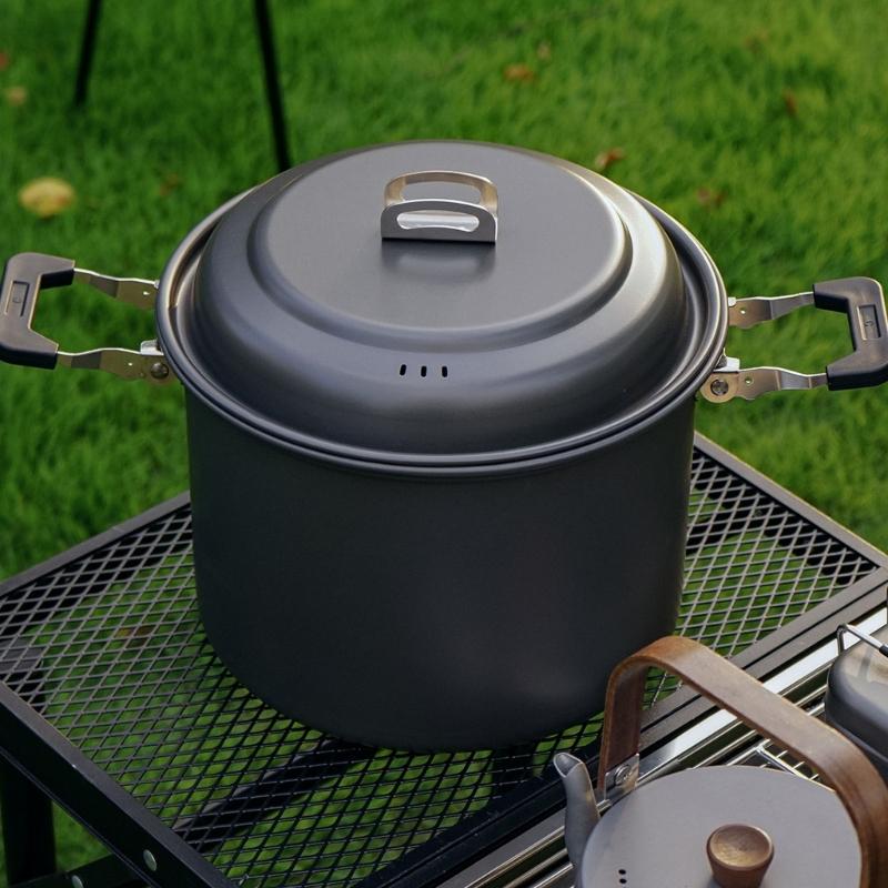 Aluminum Outdoor Camping Pots 6L Large Capacity Multifunctional Cooking Pots Cookware For Picnics, Travel Driving Tours