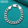 925 Sterling Silver 10mm Side Bracelet Party Charm Jewelry