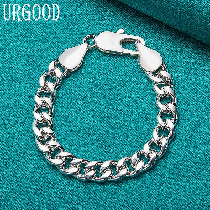 925 Sterling Silver 10mm Side Bracelet Party Charm Jewelry