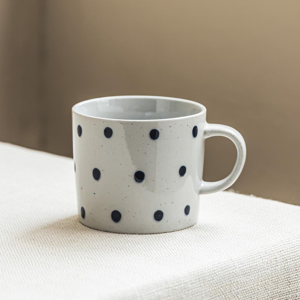 Cup Simple Polka Dot Mug Ceramic Cup Household Water Cup With Handle Large Capacity Cup Coffee Cup