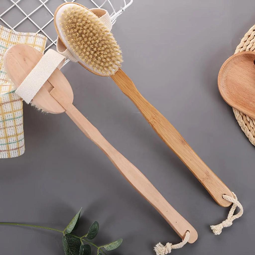 1PC - Wooden Long Handle Detachable Back Rubbing Massage Bath Brush