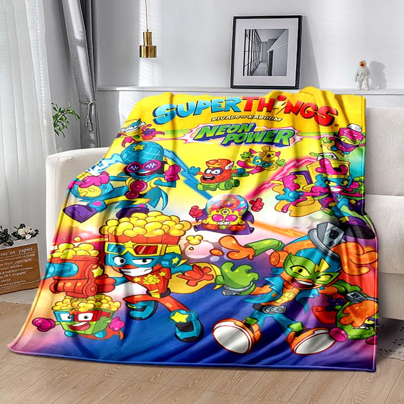 1pc Blanket Superthings Print Design, Lightweight Blanket for Sofa, Bed- Soft &Warm, Gift for All Seasons like Christmas, Halloween
