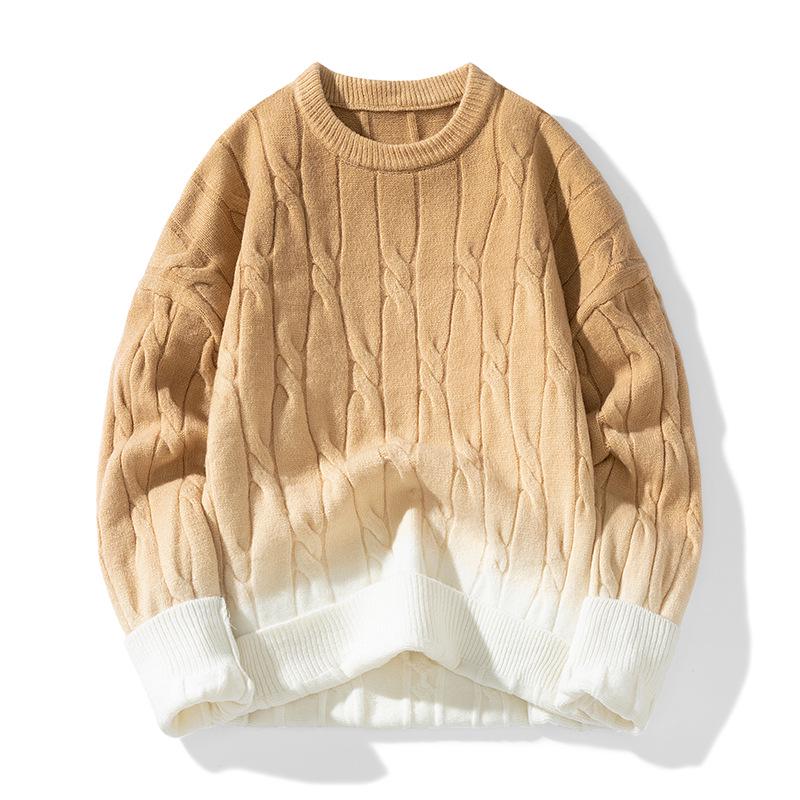 Men's Gradient Trendy Thick Knit Pullover Sweater