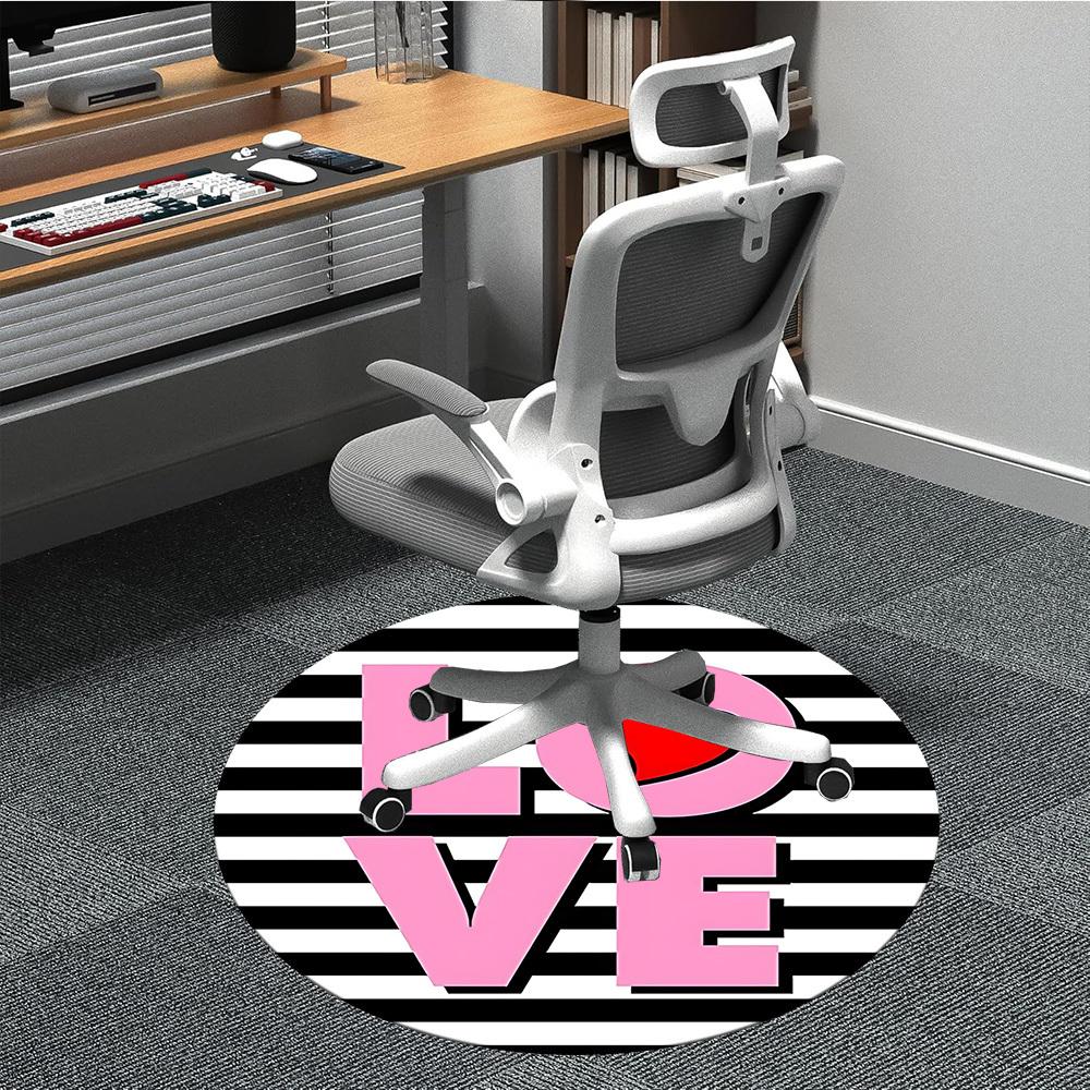 

1pc LOVE Heart Print Chair Carpet for Office Non Slip, Machine Washable Rug for Office, Room Holiday Decor for Christmas, Birthday Polyester 80cm
