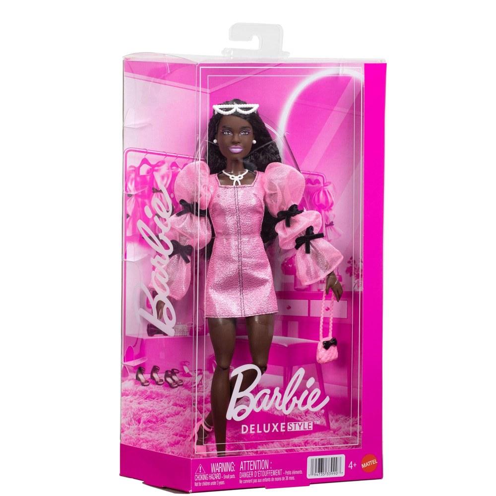 Barbie Deluxe Style Ribbon Sleeve Dress Doll Pink JJN75