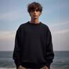 Men's Plus Size Round Neck Solid Color Hoodie - Loose Fit with Velvet Base Layer for Couples, Suitable for Spring and Autumn.