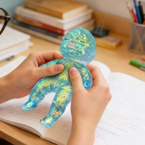 1/2/3/4/5Pcs Glitter Babies Stress Relief Toy Soft Stretchy Anxiety Relieving Clear Baby Squeeze Toy Hand Relaxation Stress Sugar Ball Fidget Toy
