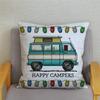 45X45Cm Happy Campers Owl Motorhome Print Pillow Case Soft Polyester Sofa Car Seat/Back Cushion Cover For Home Decor Pillowcases