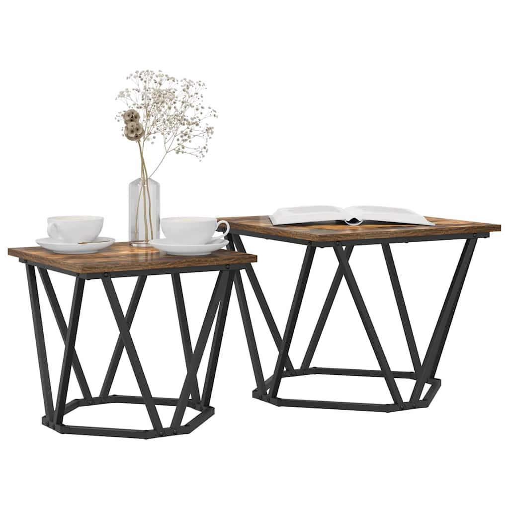 Side Table Set 2 Pcs Smoked Oak