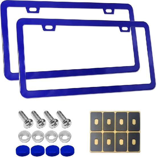 BGGTMO Pink License Plate Frames- Metal Aluminum Car Tag Cover, 2 Pack Slim Front & Rear Holders For US Vehicles, Rust/Rattle Proof, Cute Car