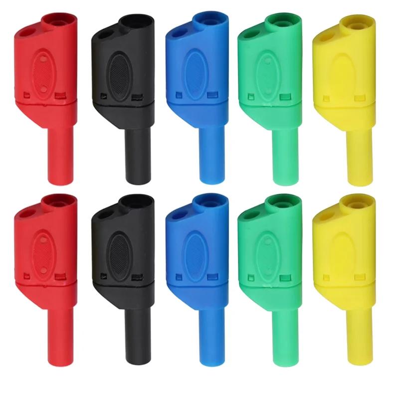 10Pcs Stackable 4mm Banana Plug Nickel-plated Lantern Plug Retractable Banana Plugs Connector with Safety Sheath