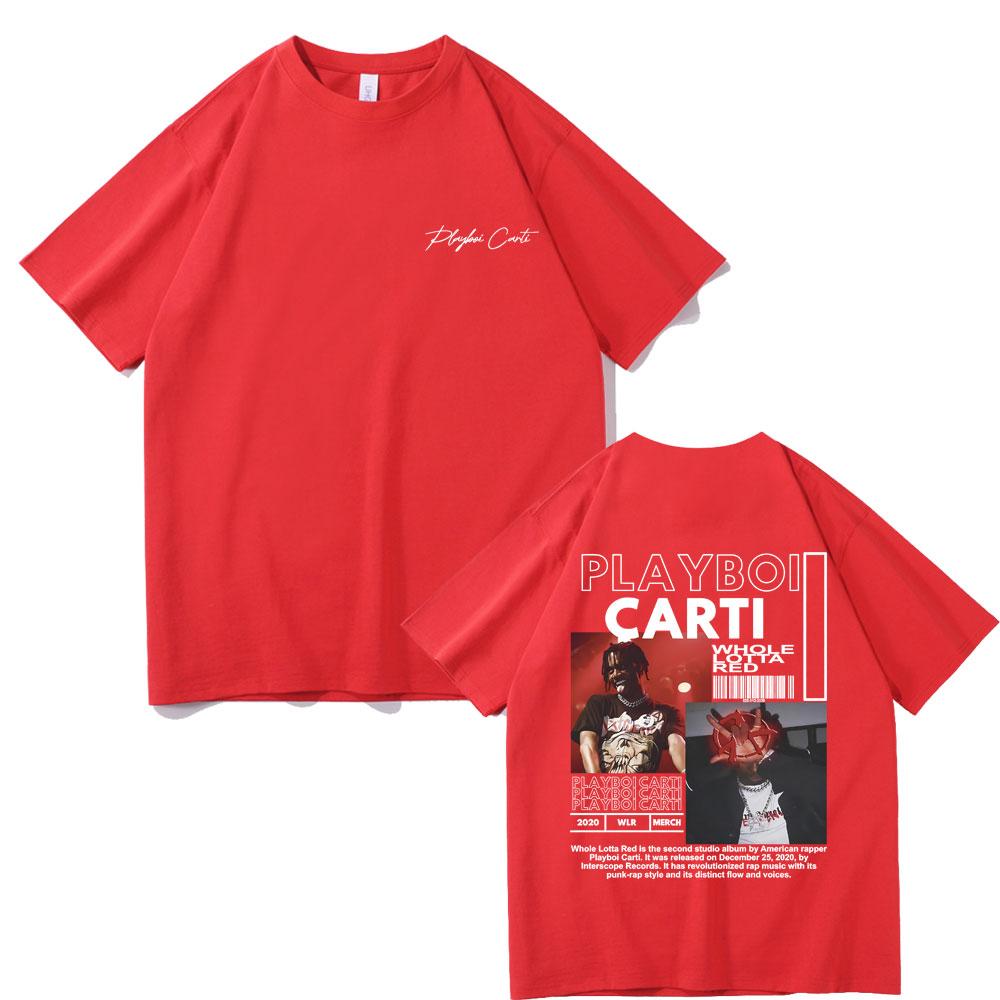 Rapper Playboi Carti Whole Lotta Red 2020 Album Graphic Tshirt Men Hip Hop Vintage T-shirt Short Sleeve Street Oversized T Shirt