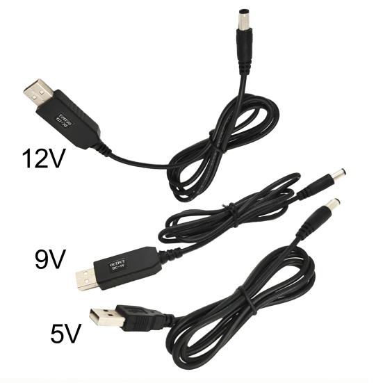 USB Converter Adapter Cable DC 5V To 5V/9V/12V 5.5x2.1mm Male PVC USB Boost Line for Router